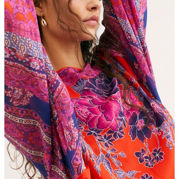 NWT Free People Blue Nile Printed Top / Pop Combo - Picture 3 of 6